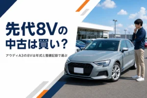 中古車店に並ぶ先代のアウディA3 Sportback