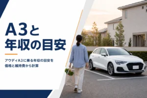 住宅街の駐車場に止まったアウディA3 Sportback
