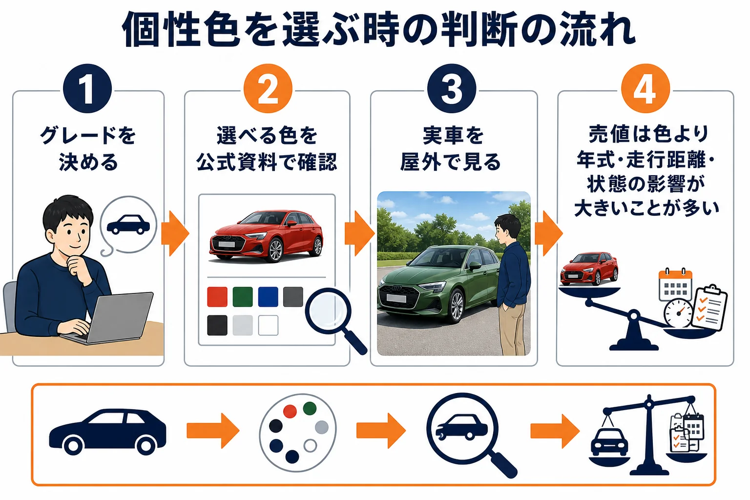 アウディA3の個性色を選ぶ時の判断の流れ