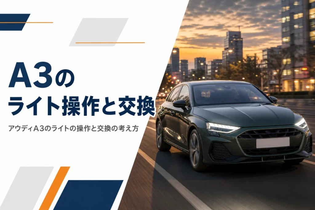 夕暮れにLEDヘッドライトを点けて走るコンパクトハッチバック