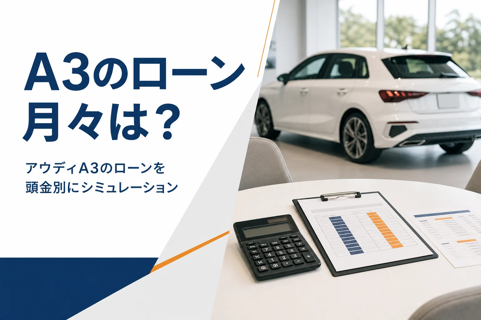 アウディA3のローンを計算する商談テーブルのイメージ