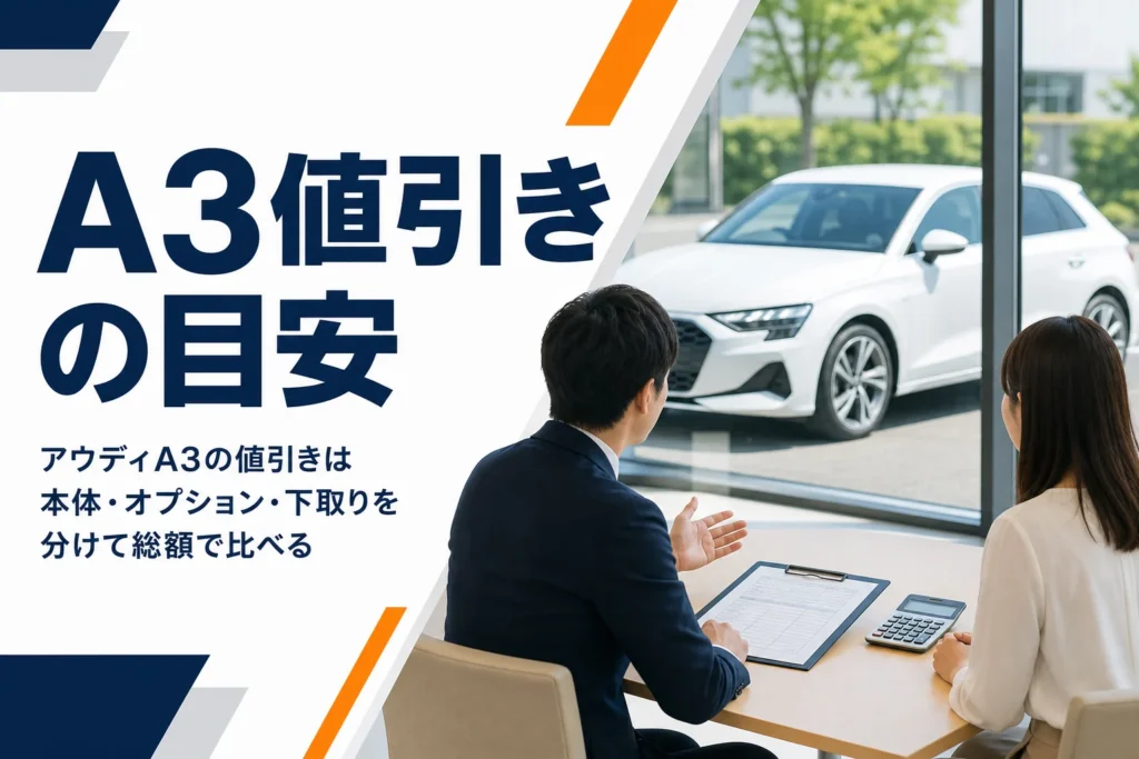 アウディA3の見積書を前に値引きを確認する商談テーブル