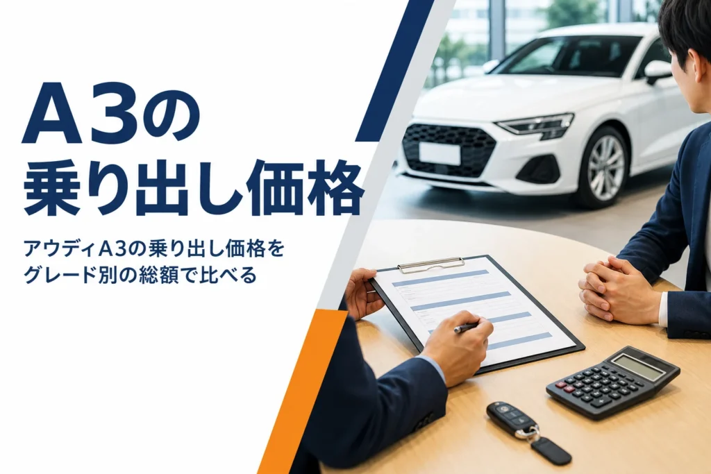 アウディA3の総額を計算する見積書と電卓