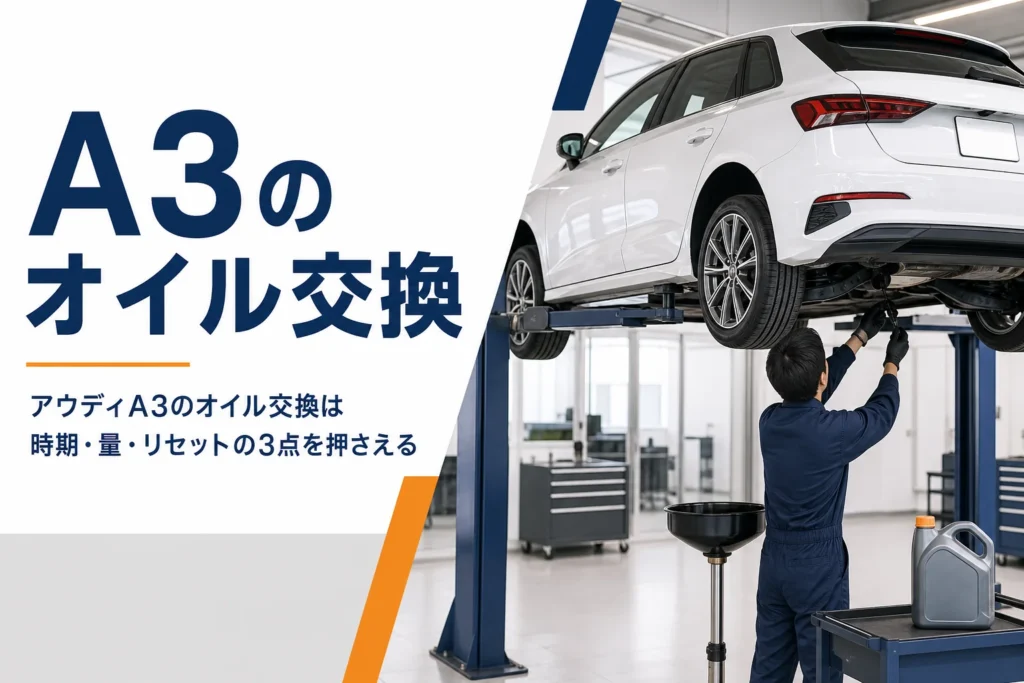 サービスピットでオイル交換を待つコンパクトハッチバックのイメージ