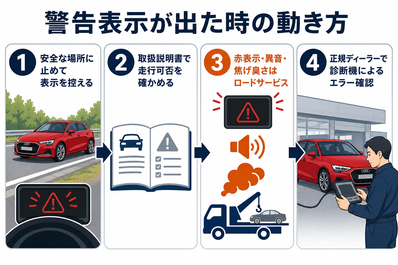 トランスミッションの警告表示が出た時の4ステップ