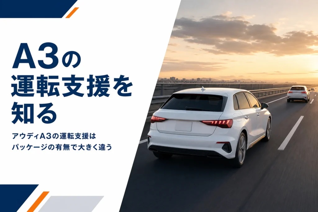 高速道路を走るアウディA3と運転支援のイメージ