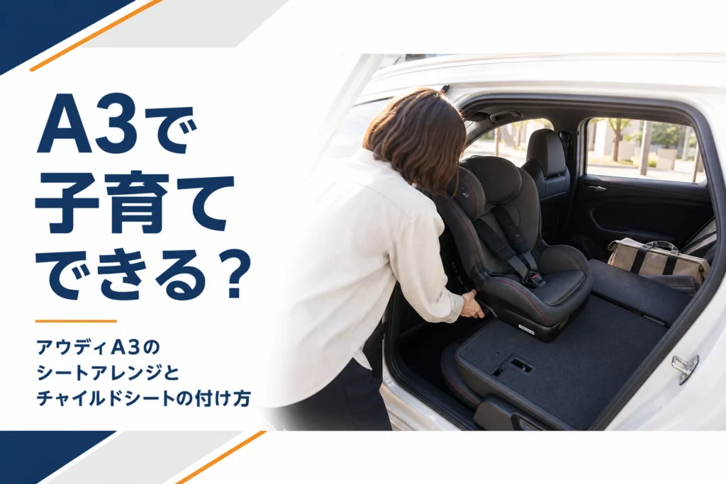 アウディA3の後席にチャイルドシートを付けたイメージ