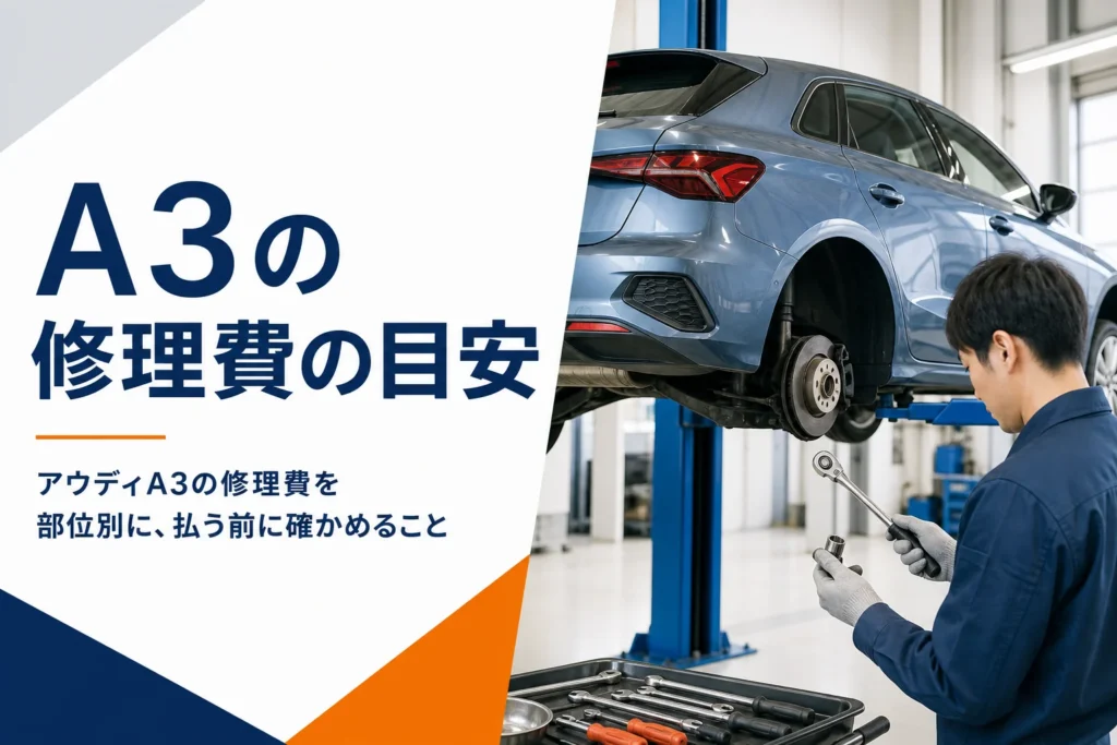 整備工場で点検を受けるコンパクトハッチバック
