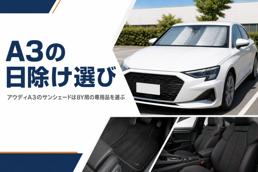 フロントガラスにサンシェードを付けたアウディA3のイメージ