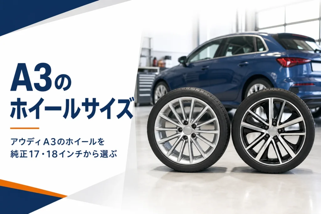 アウディA3の17インチと18インチのホイールが並ぶイメージ