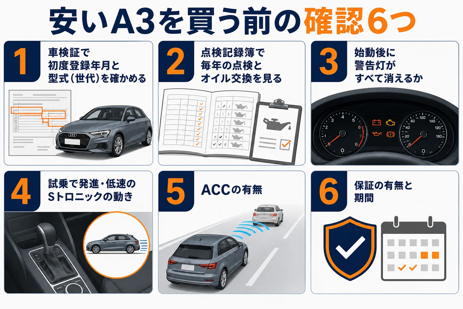 安いアウディA3を買う前の確認ポイントの図解